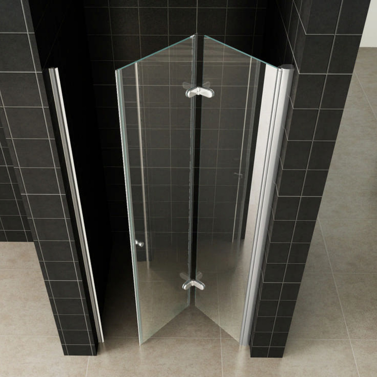 Wiesbaden Maki Vouwbare Nisdeur 8mm Nano Helder Glas/Chroom